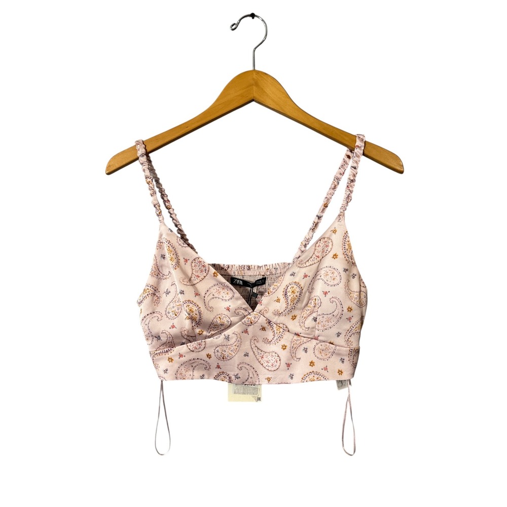 Zara Paisley Satin Bralette Crop Top NWT - Picture 3 of 5